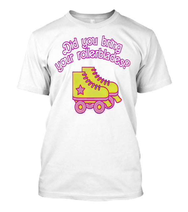 Did You Bring Your Rollerblades Retro Neon Yellow Pink Star Roller Skates T-Shirt