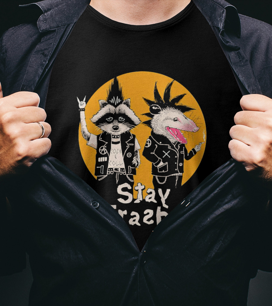 Stay Trashy Rock And Roll Punk Raccoon And Possum T-Shirt