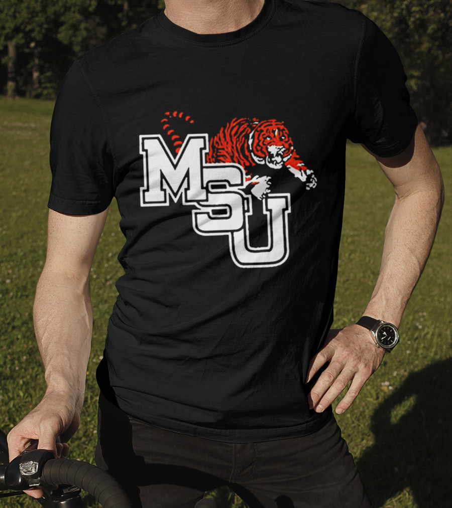 MSU Tiger Logo With Fierce Tiger Image T-Shirt