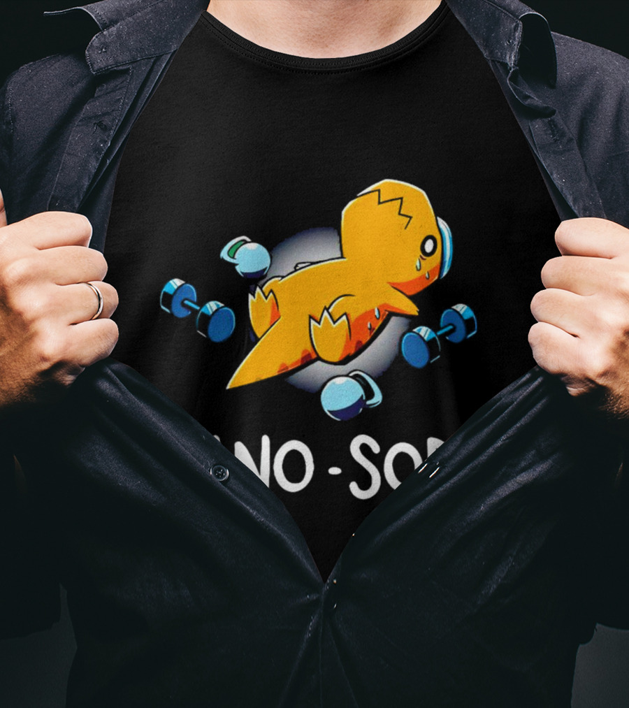 Elspeth Eastman Dino Sore Cute Tired Dinosaur With Weights T-Shirt