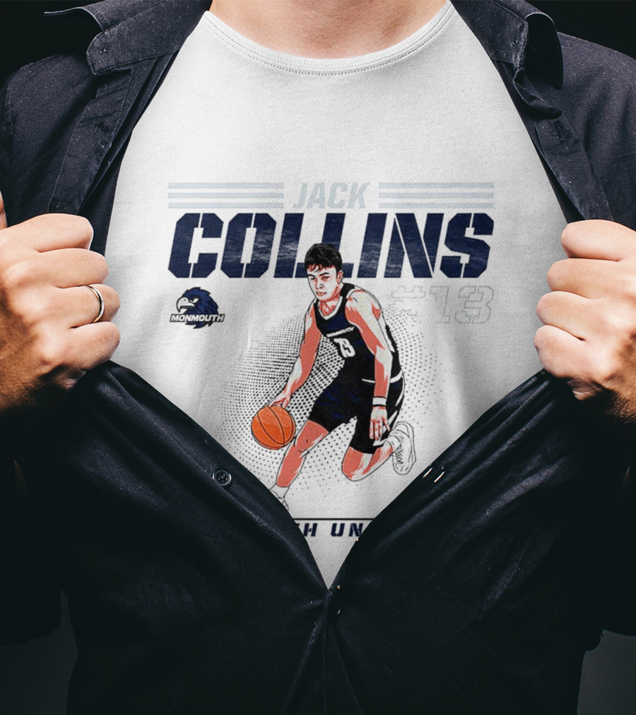 Jack Collins Monmouth University Basketball Number 13 Caricature T-Shirt
