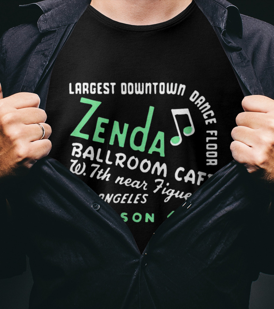 Largest Downtown Dance Floor Zenda Ballroom Cafe W.7th Near Figueroa Los Angeles Madison 4384 T-Shirt