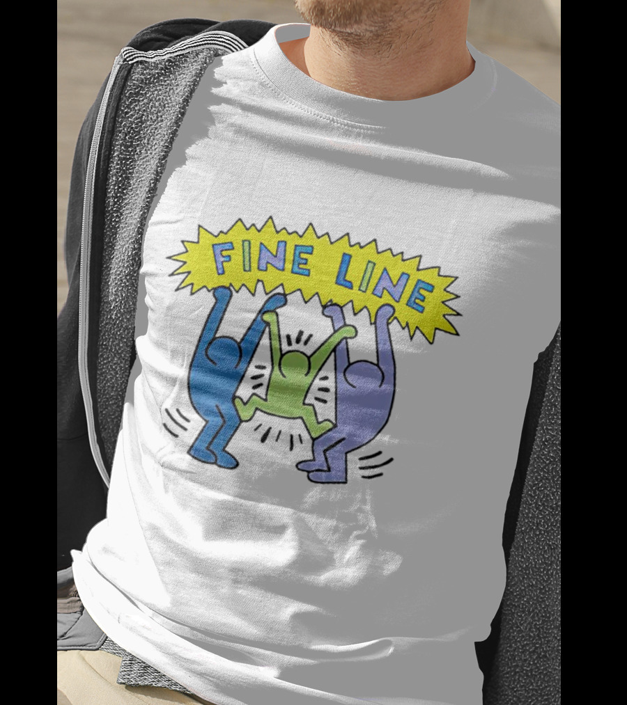 Fine Line Colorful Figures In Haring T-Shirt