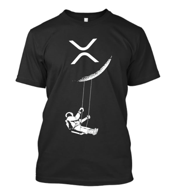 XRP Astronaut Swinging Under Crescent Moon T-Shirt