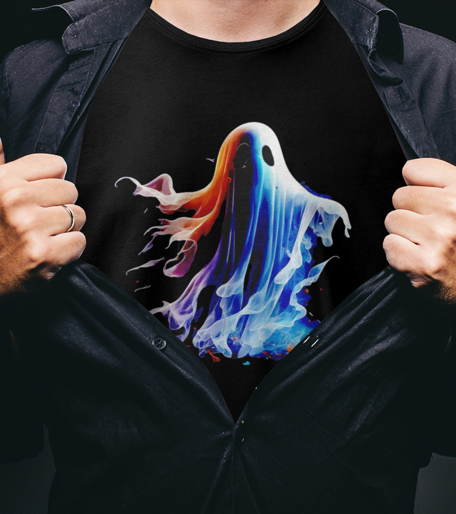 Ghost Halloween Vivid Colorful Abstract Specter T-Shirt