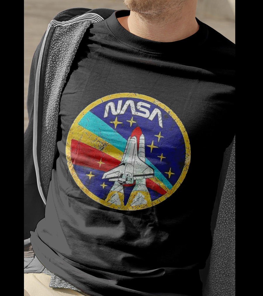 NASA Logo Space Shuttle Retro Rocket Stars T-Shirt