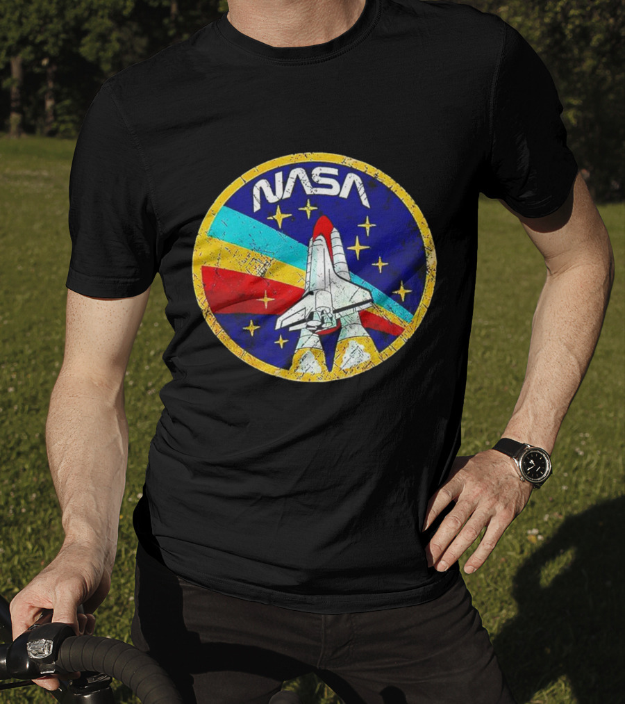 NASA Logo Space Shuttle Retro Rocket Stars T-Shirt