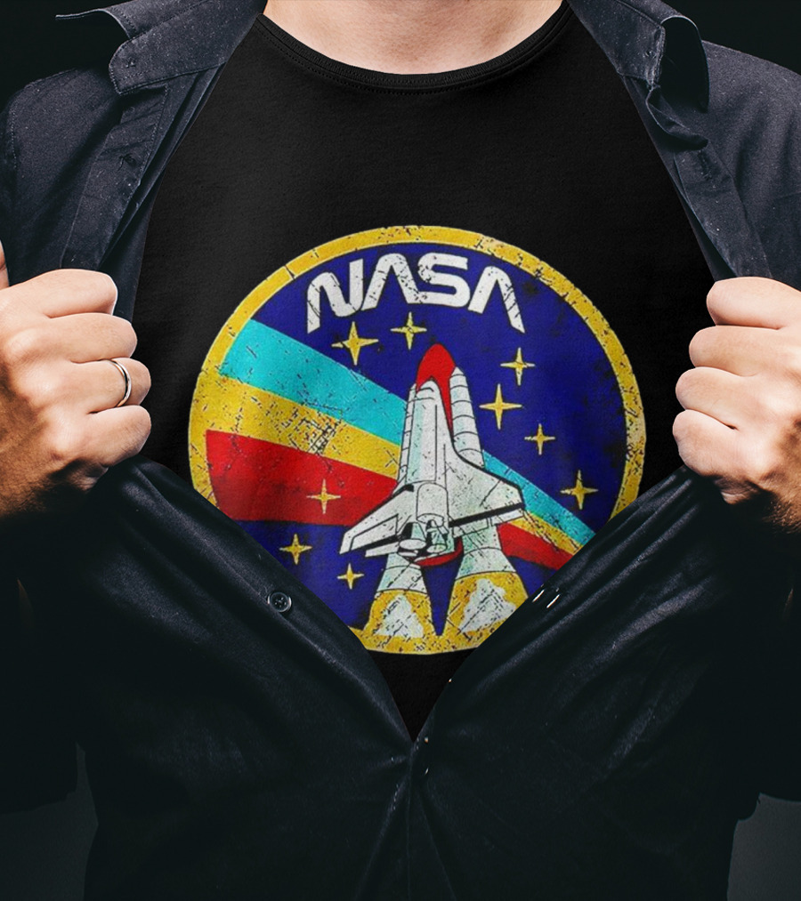 NASA Logo Space Shuttle Retro Rocket Stars T-Shirt
