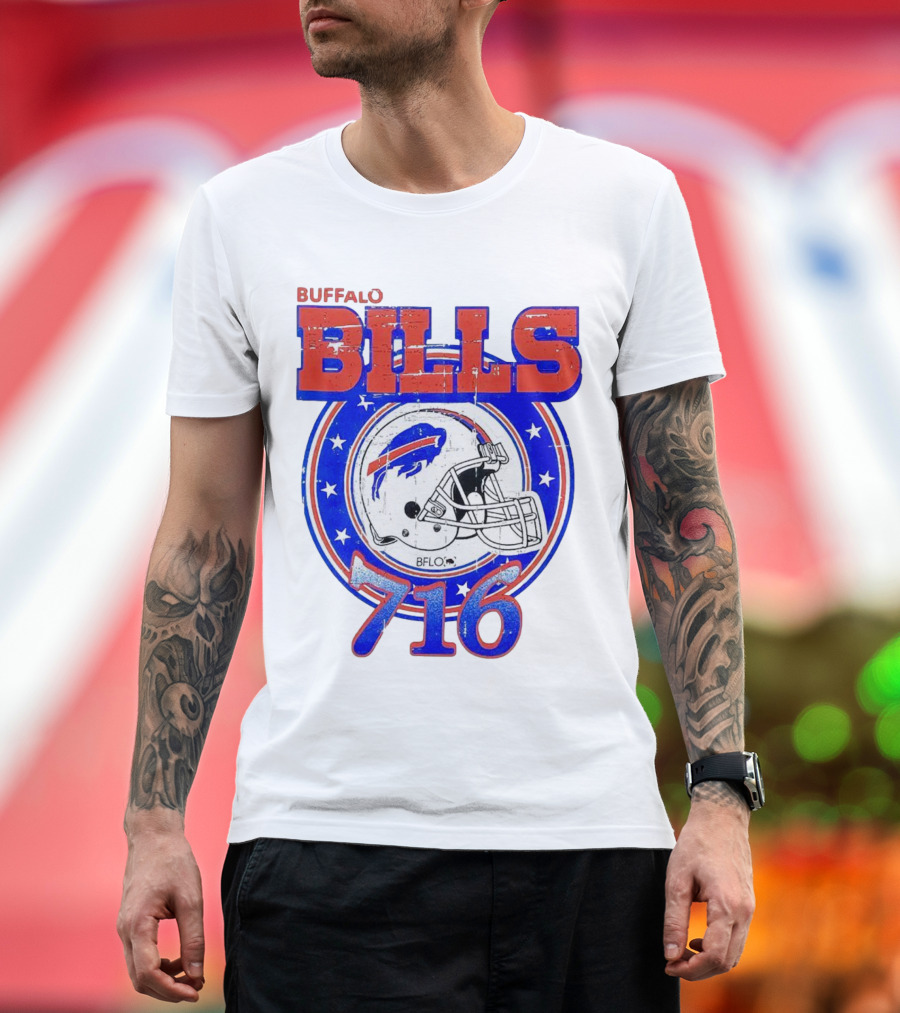 Buffalo Bills Bflo 716 Day Celebration Helmet Stars T-Shirt