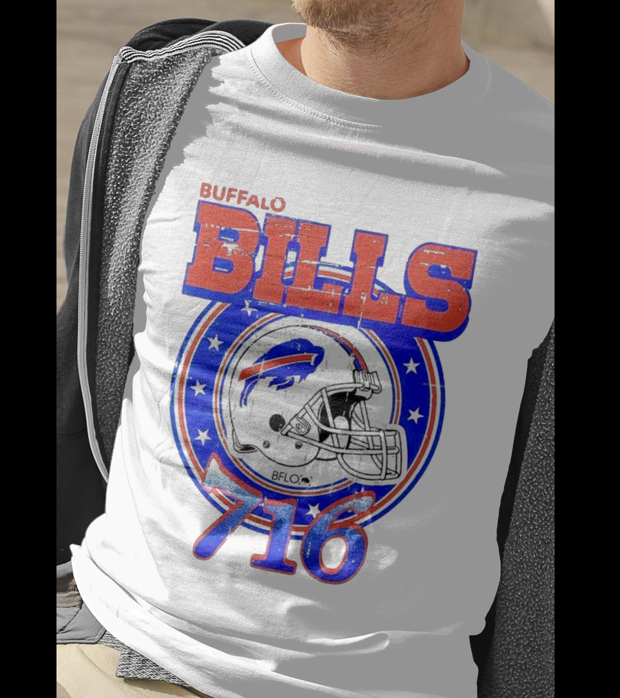 Buffalo Bills Bflo 716 Day Celebration Helmet Stars T-Shirt