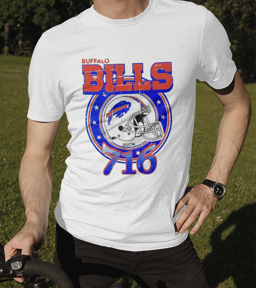 Buffalo Bills Bflo 716 Day Celebration Helmet Stars T-Shirt