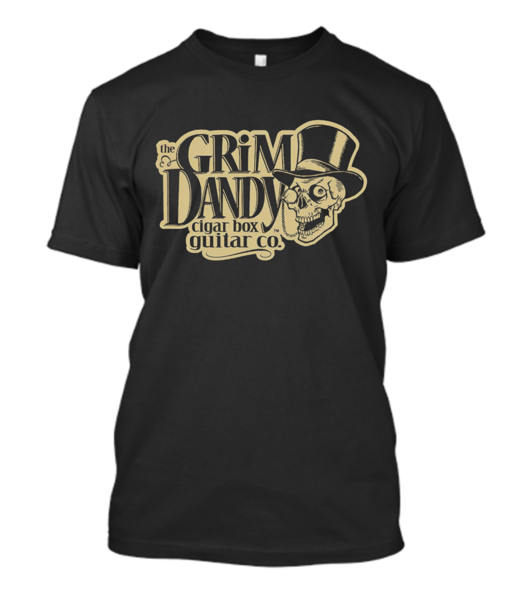 The Grim Dandy Cigar Box Guitar Co Skull In Top Hat T-Shirt