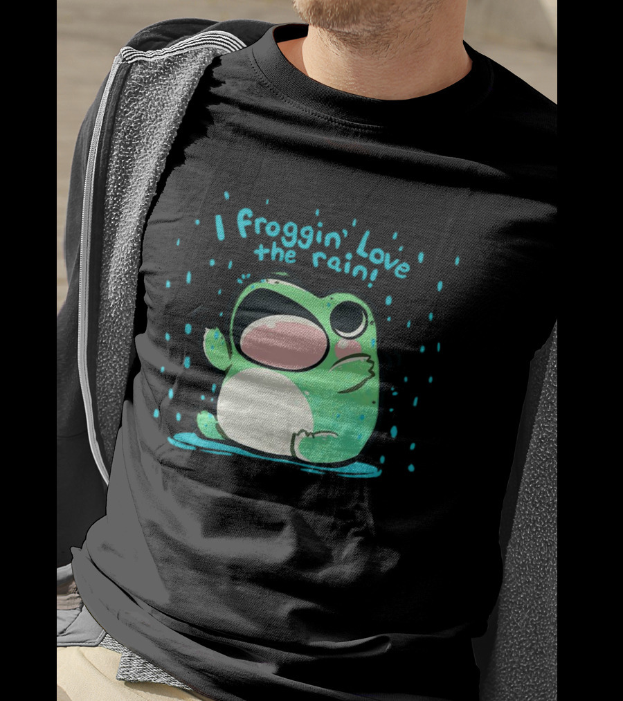I Froggin' Love The Rain Cute Frog Rainy Day Fun T-Shirt