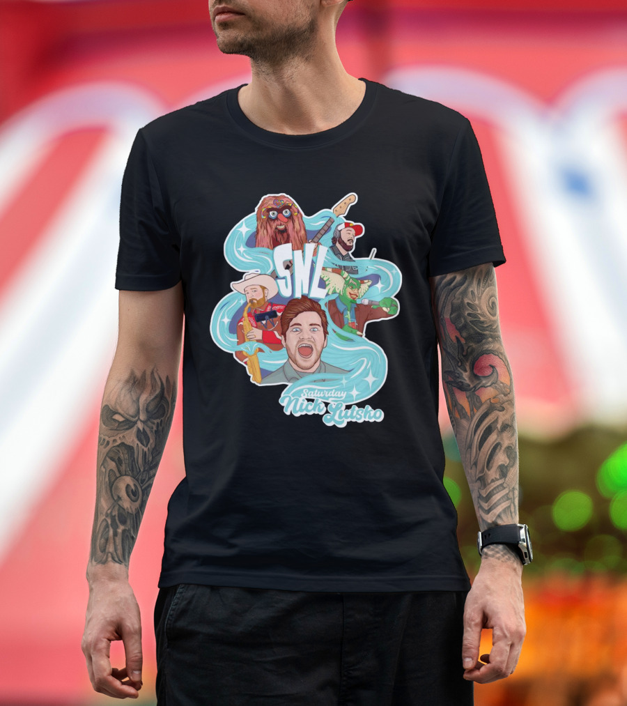 Saturday Nick Lutsko SNL Characters and Music Elements T-Shirt
