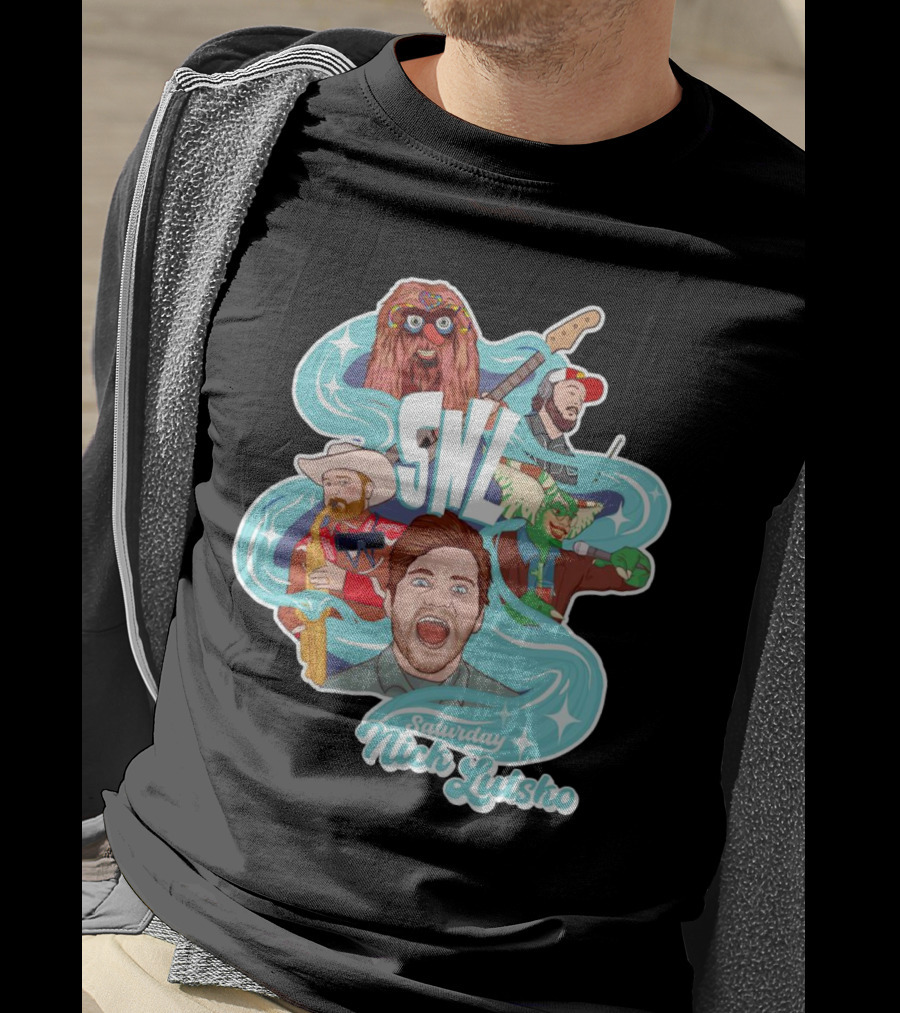 Saturday Nick Lutsko SNL Characters And Music Elements T-Shirt
