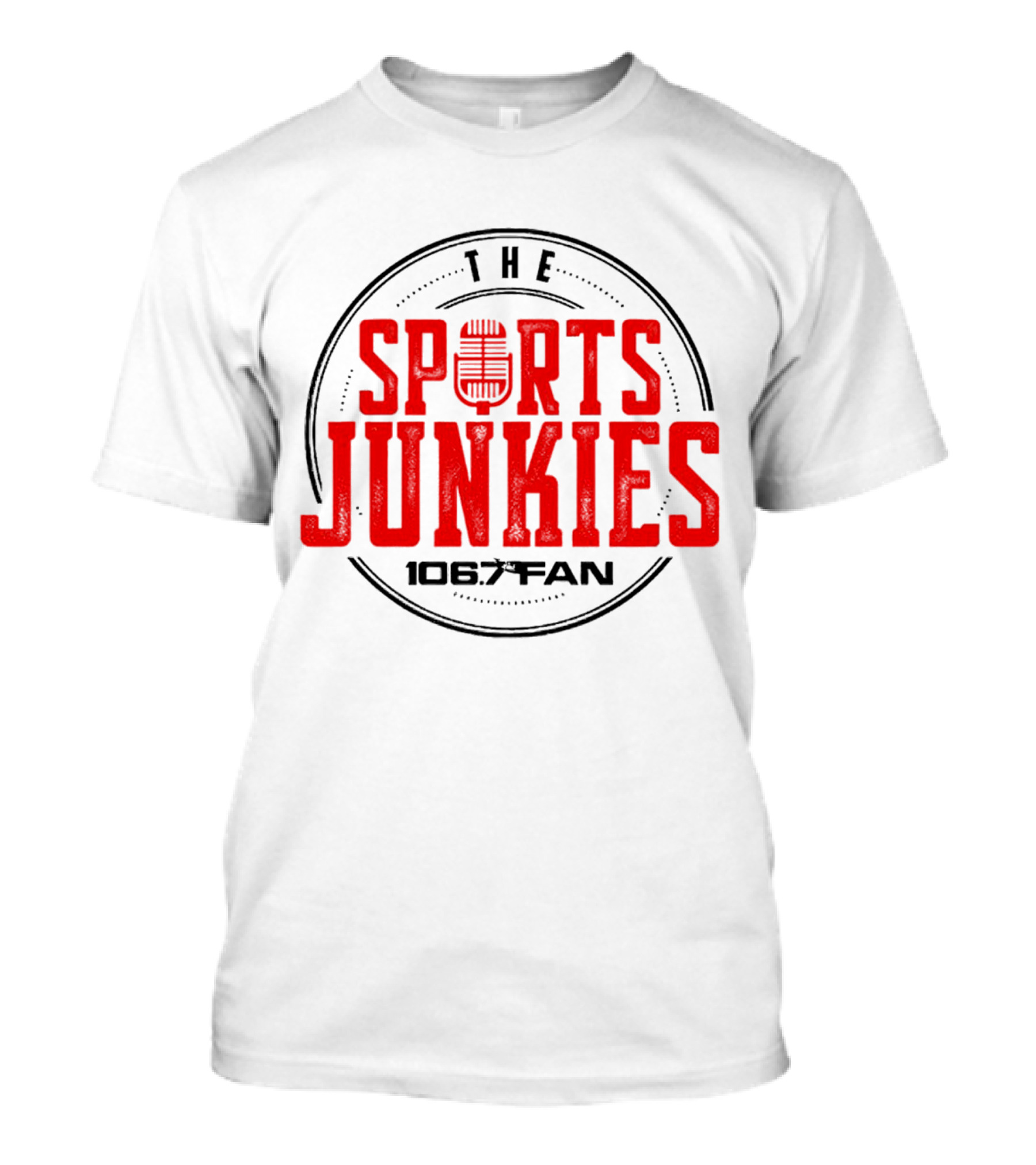 The Sports Junkies 106.7 Fan Radio Mic T-Shirt