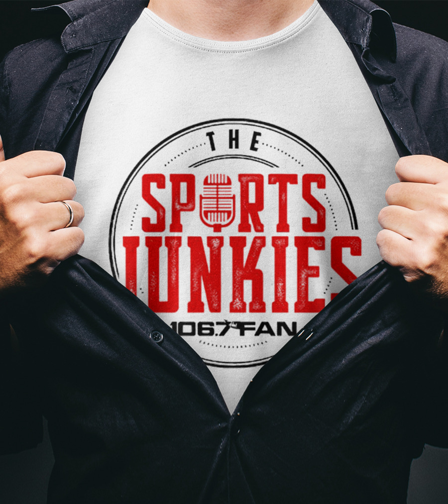 The Sports Junkies 106.7 Fan Radio Mic T-Shirt