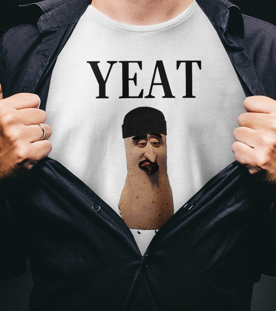 Yeat Luh Geeky Burrito Character With Beanie And Mustache T-Shirt