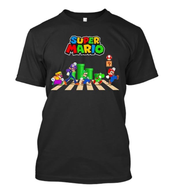 Super Mario Characters Abbey Road Crosswalk With Luigi Yoshi And Waluigi T-Shirt