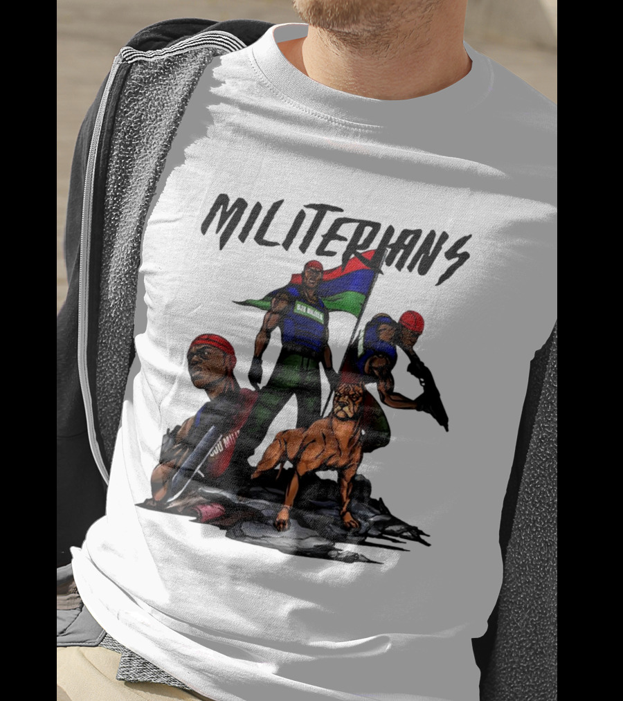 Beautiful And Brutal Militerians With Warrior Dog And Flag Display T-Shirt