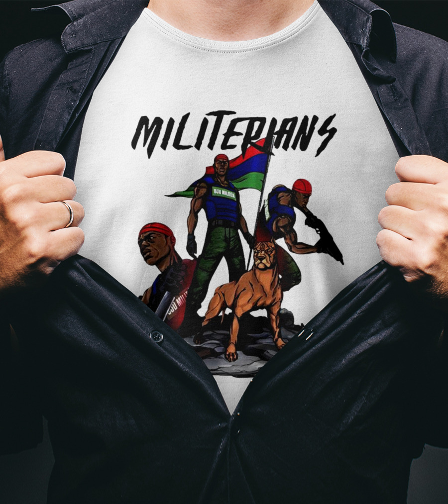 Beautiful And Brutal Militerians With Warrior Dog And Flag Display T-Shirt