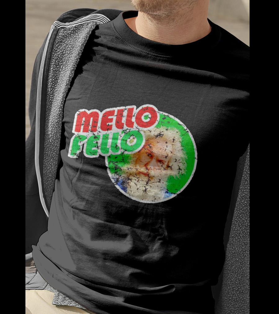 Mello Fello Vintage Distressed Green Red Circle With Bearded Man T-Shirt