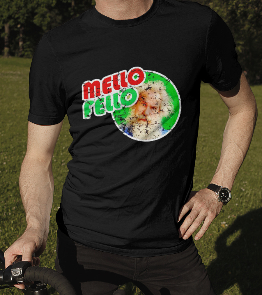 Mello Fello Vintage Distressed Green Red Circle With Bearded Man T-Shirt