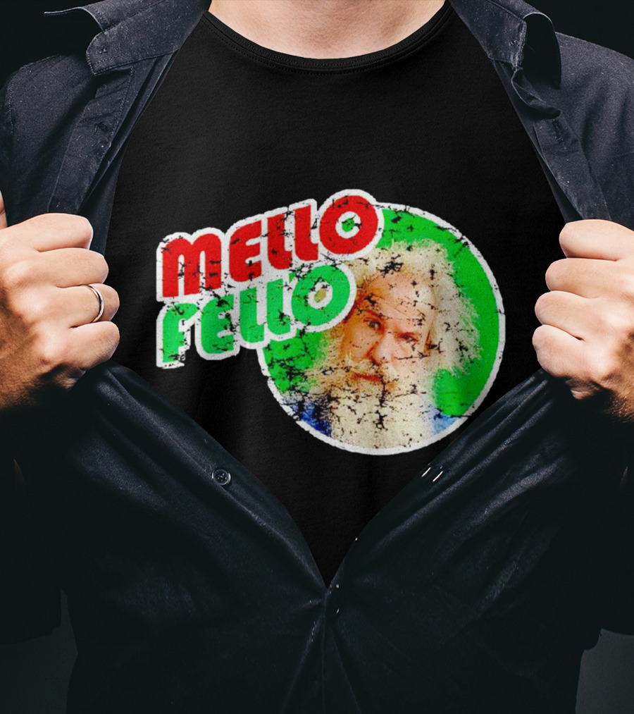 Mello Fello Vintage Distressed Green Red Circle With Bearded Man T-Shirt