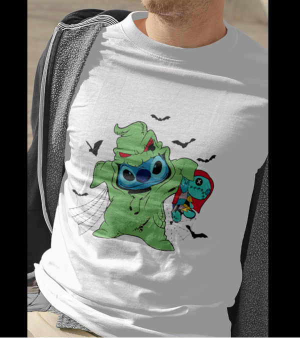 Oogie Boogie Bash Stitch Halloween Horror With Bats And Doll T-Shirt