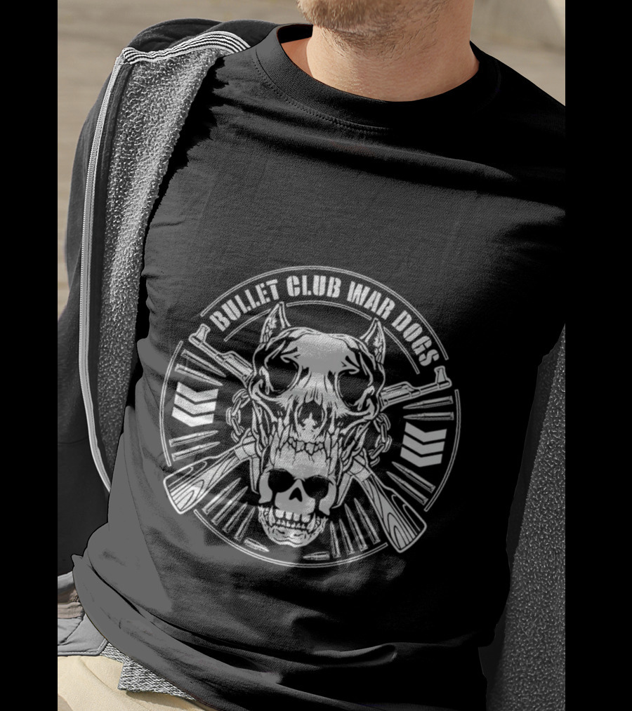 Bullet Club War Dogs Skull And Crossed Guns Emblem T-Shirt