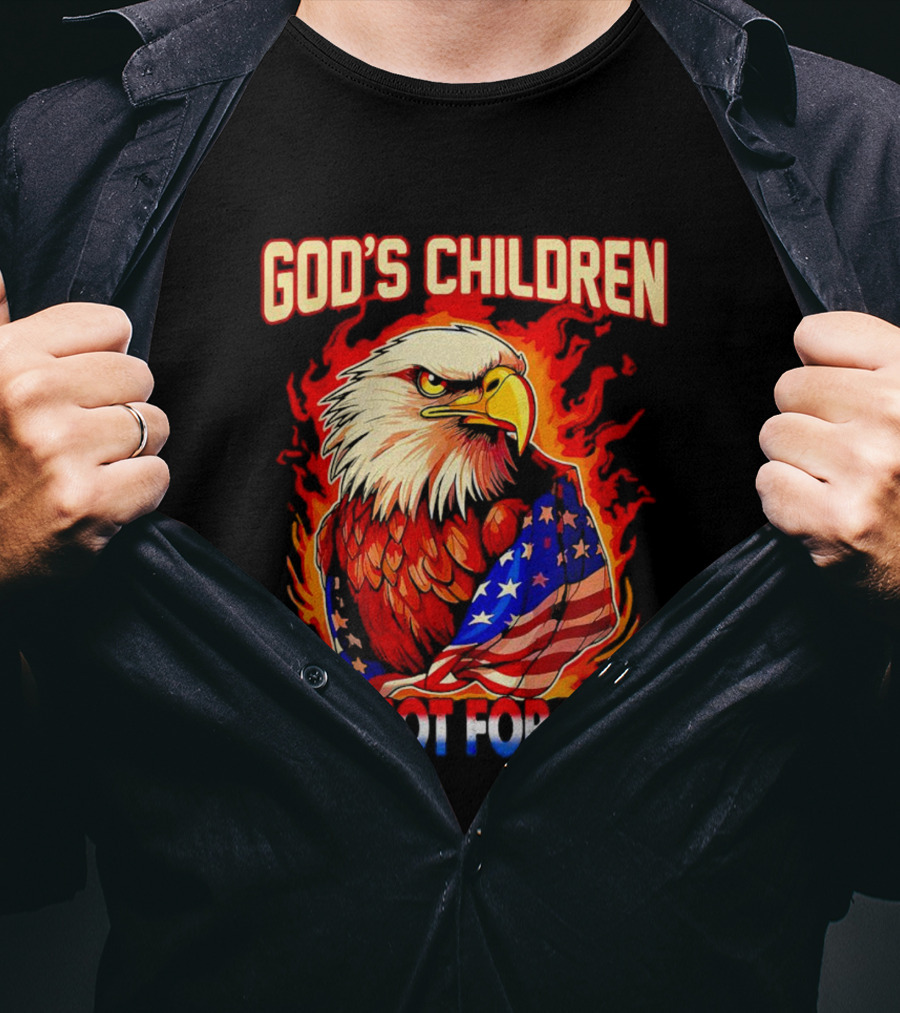 God's Children Are Not For Sale Eagle American Flag Fire T-Shirt