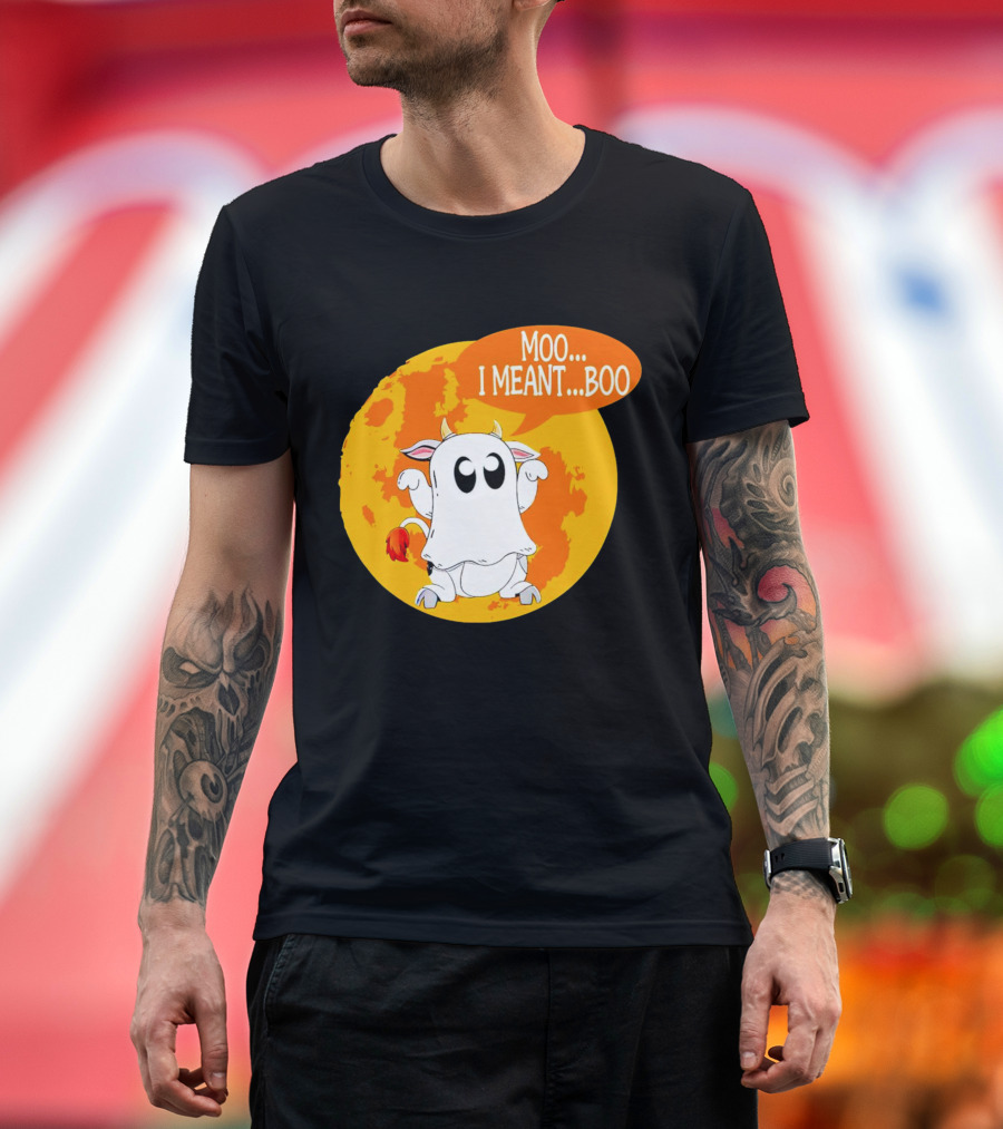 Moo I Meant Boo Ghost Cow Halloween Costume T-Shirt