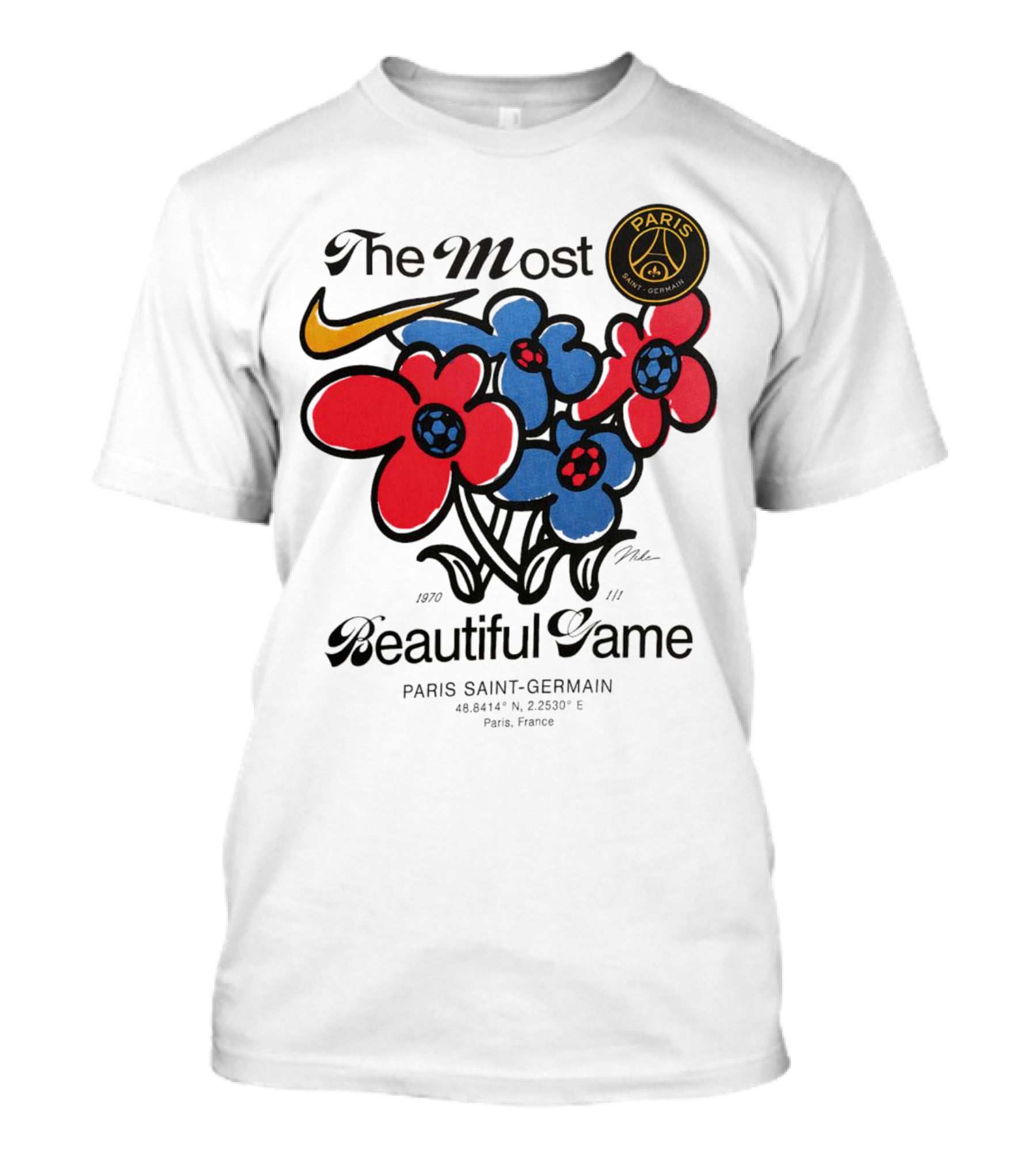 The Most Beautiful Game Paris Saint-Germain Logo And Floral T-Shirt