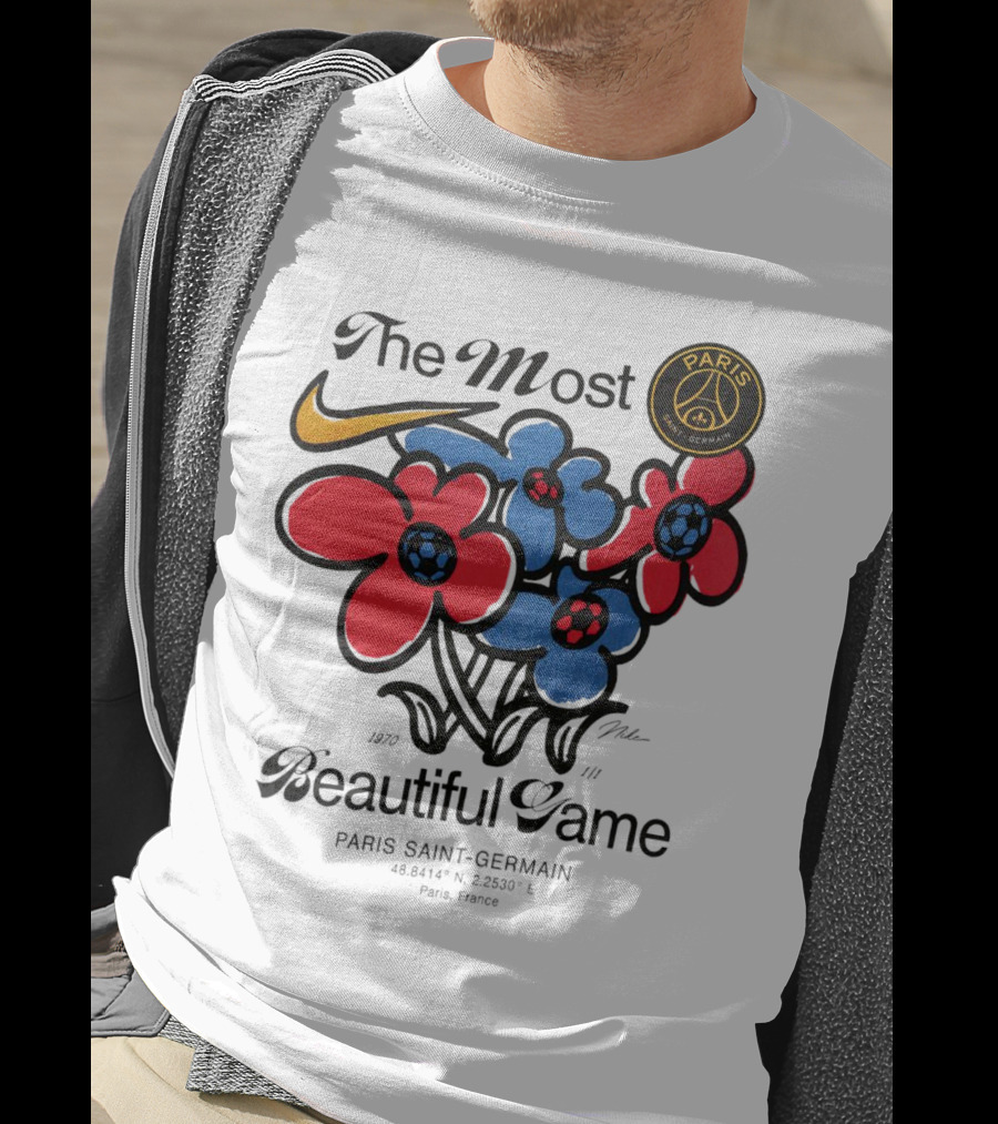 The Most Beautiful Game Paris Saint-Germain Logo And Floral T-Shirt