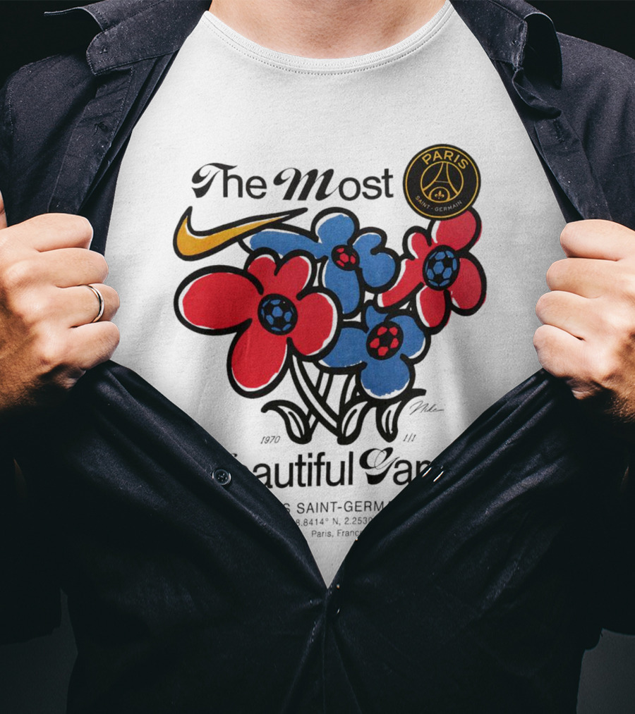 The Most Beautiful Game Paris Saint-Germain Logo And Floral T-Shirt