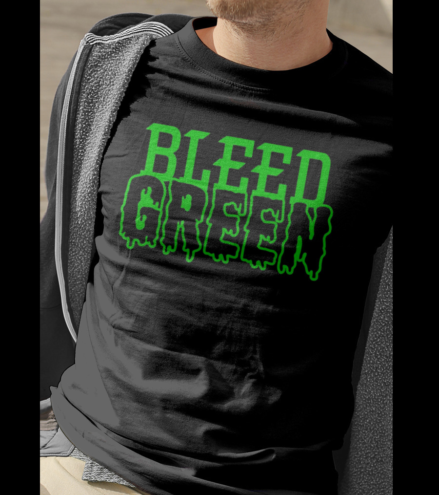 Bleed Green Dripping Neon Text T-Shirt