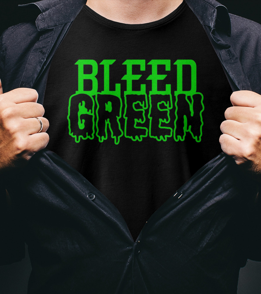 Bleed Green Dripping Neon Text T-Shirt