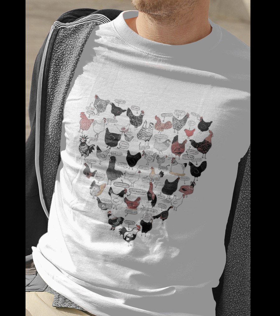 Chicken Heart Pattern With Cluck Speech Bubbles T-Shirt