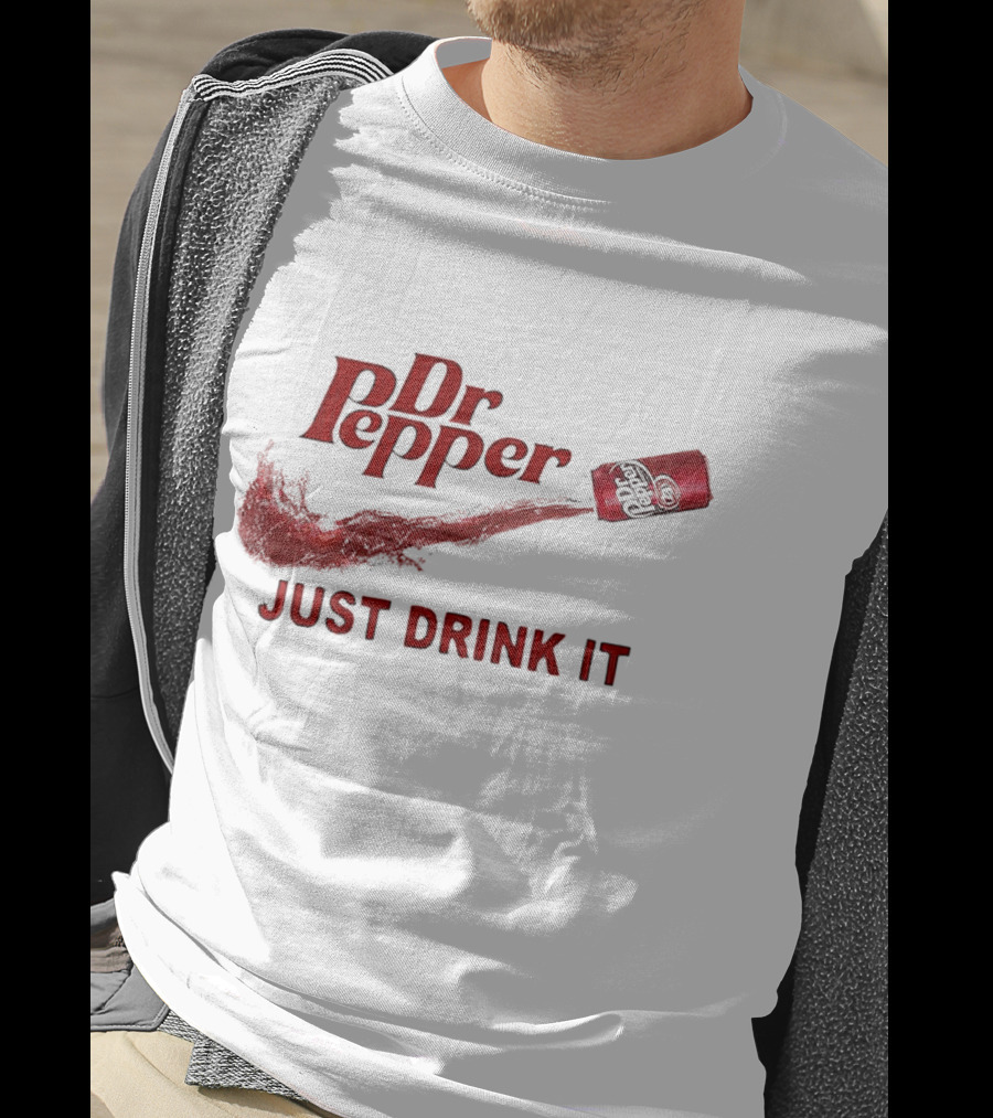 Dr Pepper Just Drink It Red Can Swoosh T-Shirt