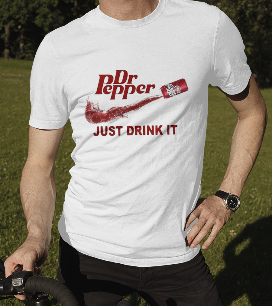 Dr Pepper Just Drink It Red Can Swoosh T-Shirt
