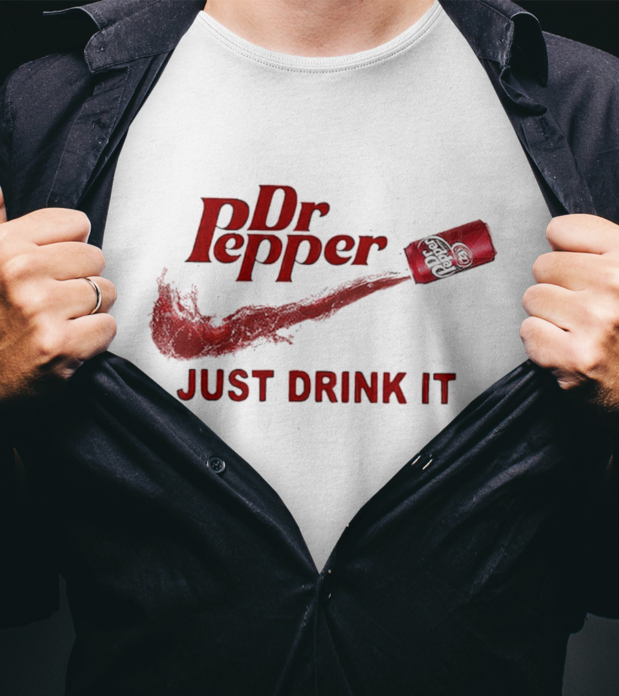 Dr Pepper Just Drink It Red Can Swoosh T-Shirt