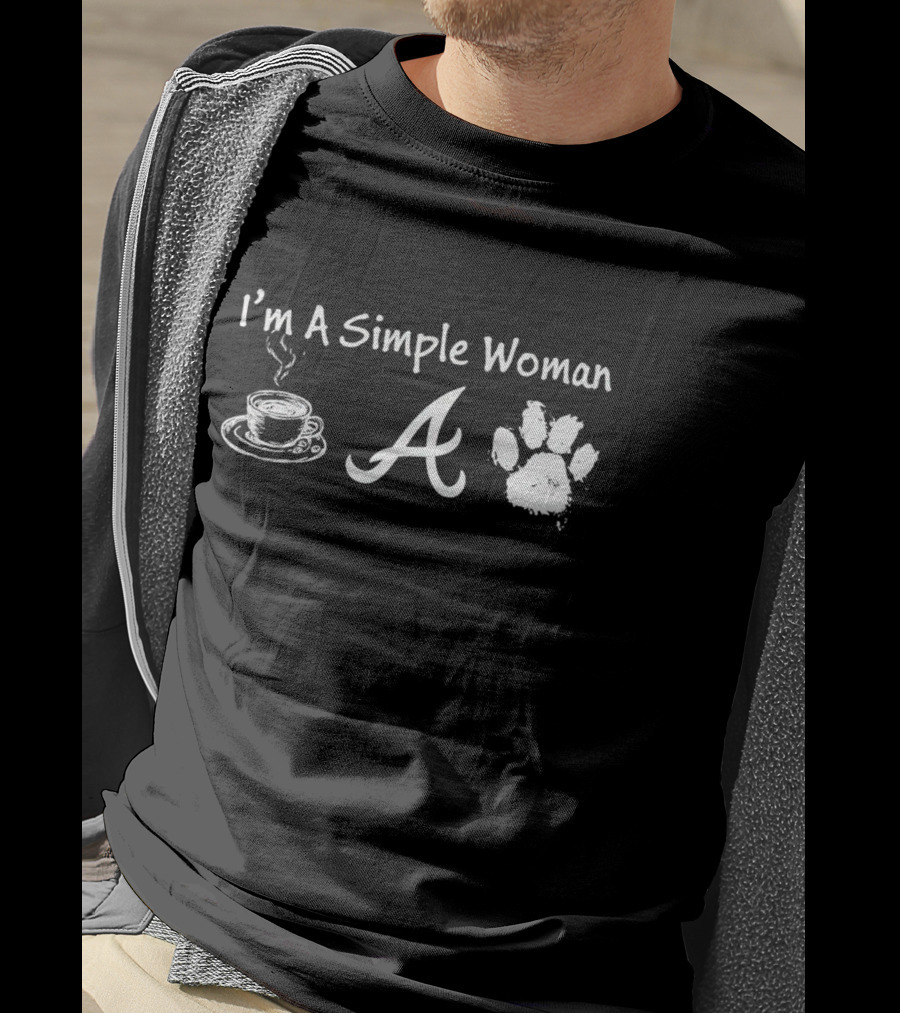 I'm A Simple Woman Coffee Atlanta Braves Paw Dog T-Shirt