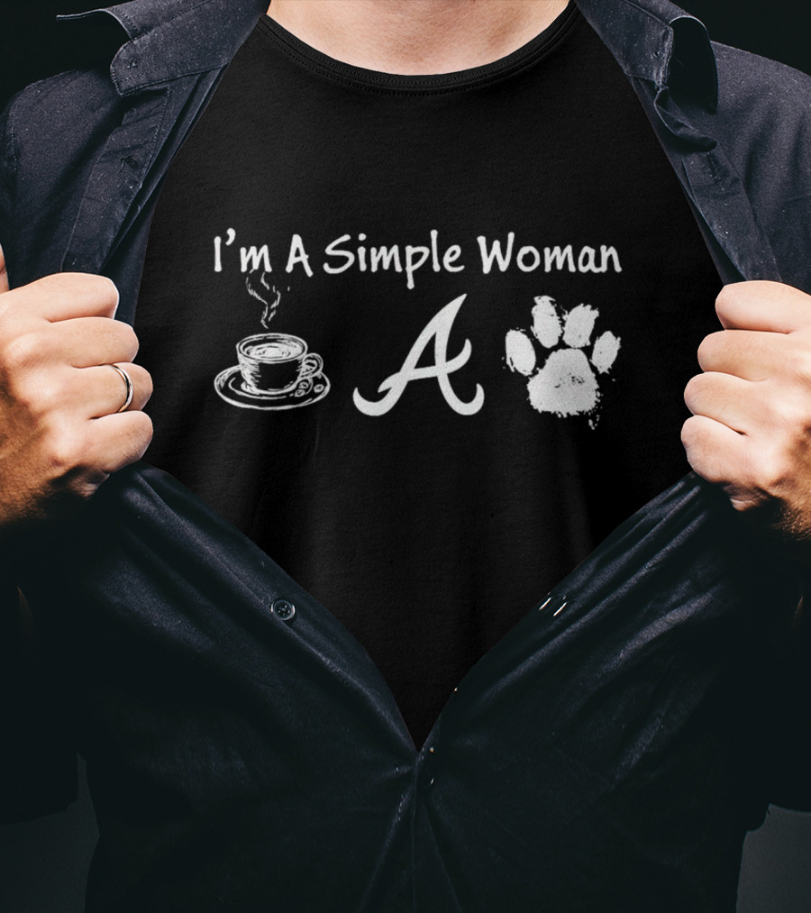I'm A Simple Woman Coffee Atlanta Braves Paw Dog T-Shirt