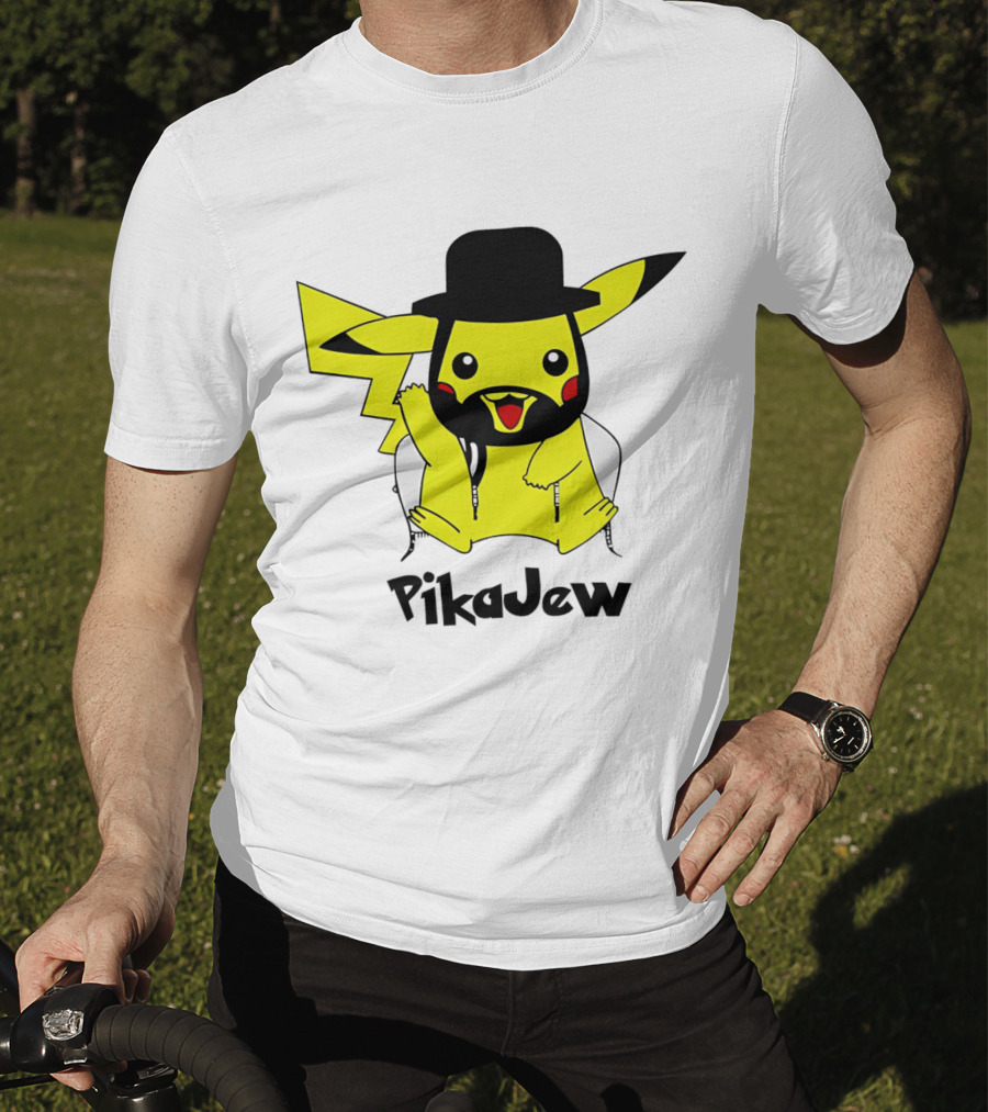PikaJew Pikachu Hasidic Jewish Fusion Character With Yarmulke And Payot T-Shirt