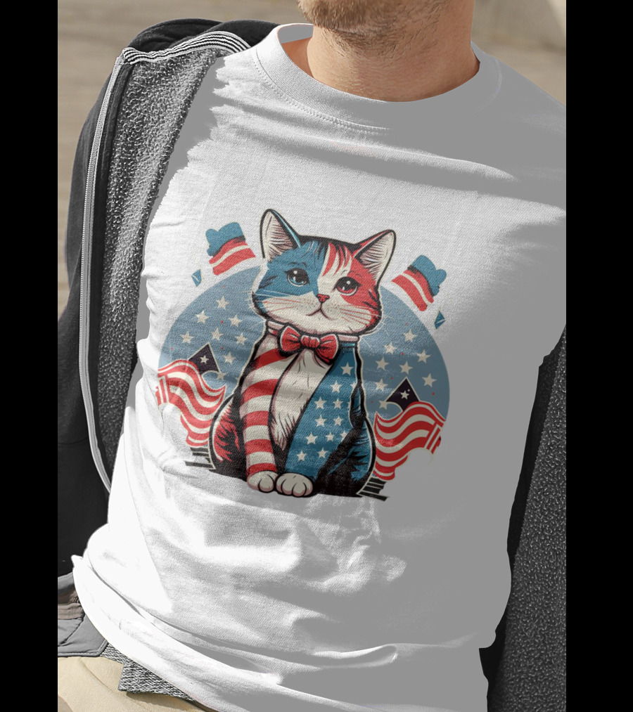Cat American Flag T-Shirt
