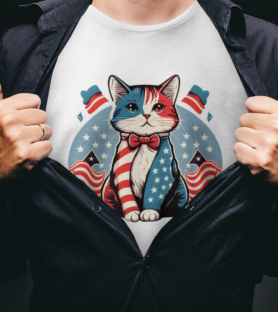 Cat American Flag T-Shirt