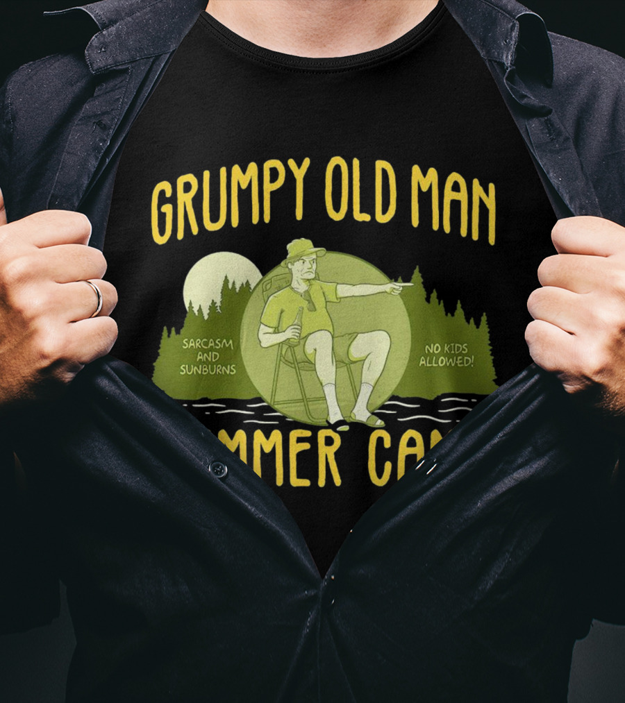 Grumpy Old Man Summer Camp Sarcasm And Sunburns No Kids Allowed T-Shirt