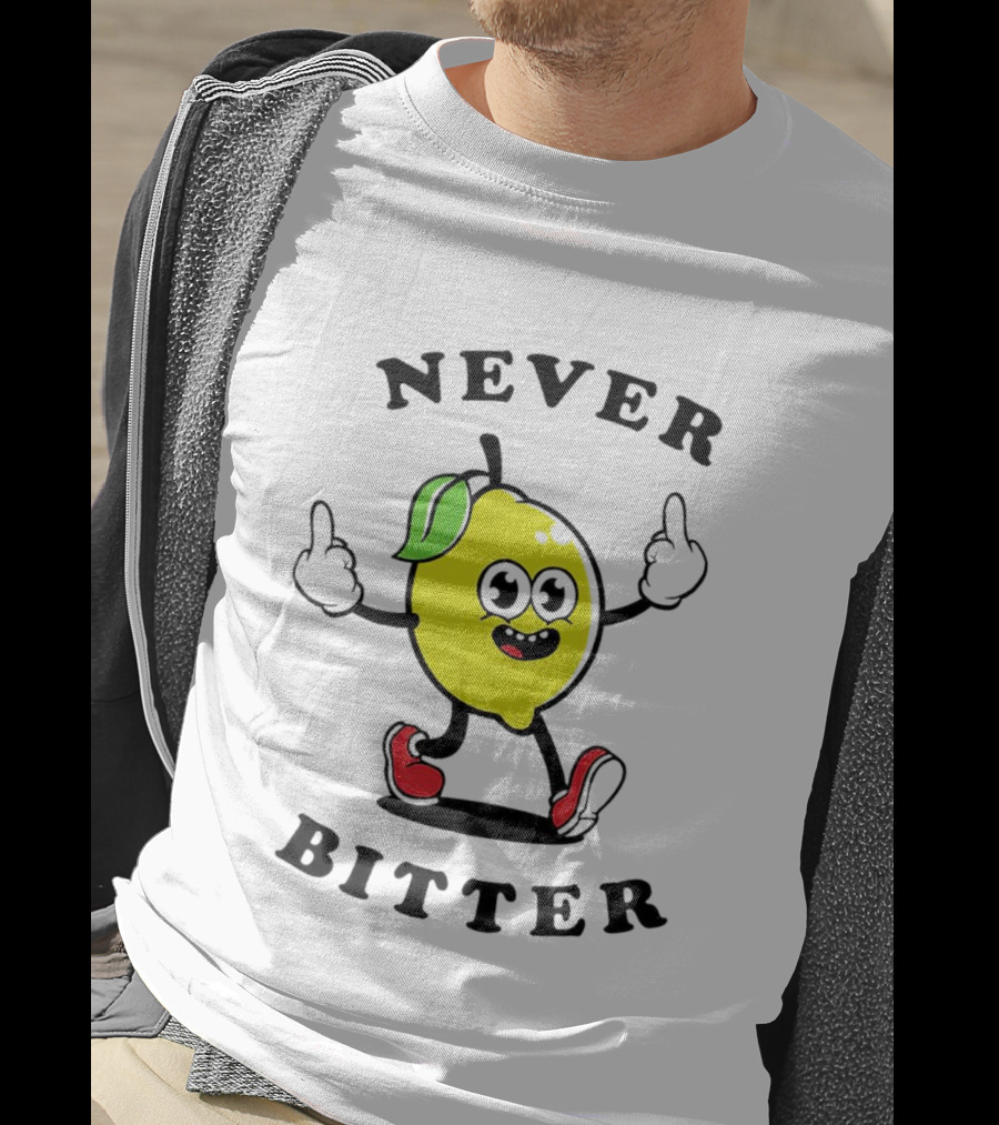 Lemon Never Bitter Playful Character With Upraised Hands T-Shirt