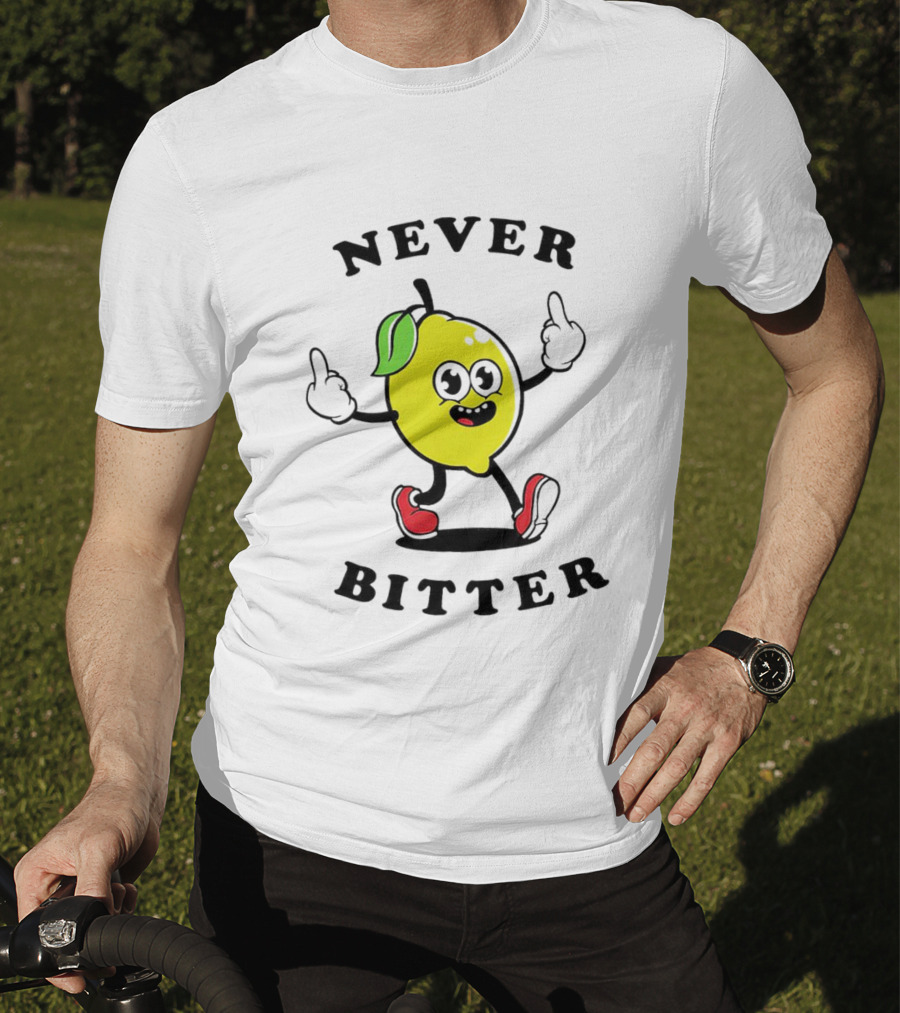 Lemon Never Bitter Playful Character With Upraised Hands T-Shirt