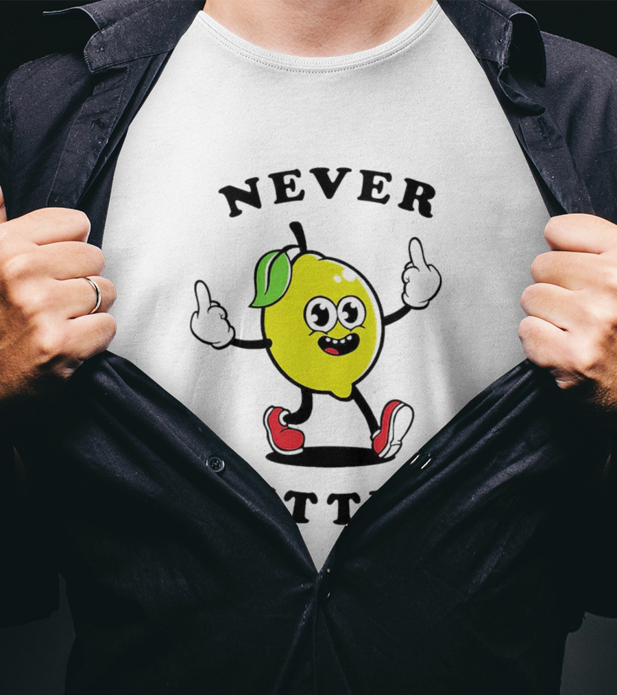 Lemon Never Bitter Playful Character With Upraised Hands T-Shirt